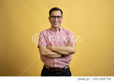 Man with eyeglasses and a shirt standing Man with eyeglasses and a shirt standing 101184756