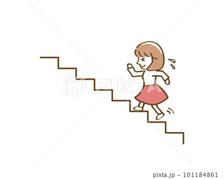 階段を上るのが辛い、しんどい女性 階段を上るのが辛い、しんどい女性 101184861