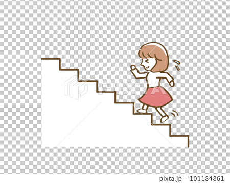階段を上るのが辛い、しんどい女性 階段を上るのが辛い、しんどい女性 101184861