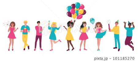 Set of happy cartoon people having fun at the...のイラスト素材 [101185270] - PIXTA