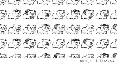 bear polar seamless pattern vector cartoon teddy eating fish tile background gift wrapping paper repeat wallpaper scarf isolated doodle illustration design 101185753