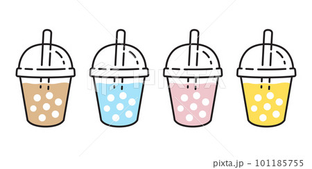 Boba tea vector bubble milk tea icon logo drink - Stock Illustration  [101185755] - PIXTA