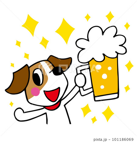ジャックラッセルテリア犬　ビールで乾杯（文字なし） 101186069