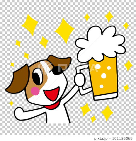 ジャックラッセルテリア犬　ビールで乾杯（文字なし） 101186069