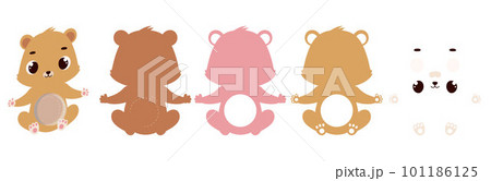Cute lion candy ornament. Layered paper decoration treat holder for dome. Hanger for sweets, candy for birthday, baby shower, halloween, christmas. Print, cut out, glue. Vector illustration 101186125