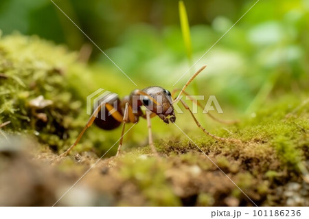 Ant insect in forest. Plat wild fauna. Generate Ai Ant insect in forest. Plat wild fauna. Generate Ai 101186236