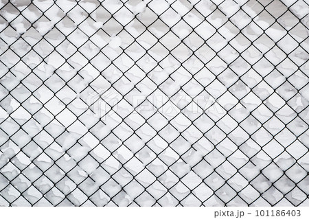 winter, iron mesh netting, all around in the snow 101186403