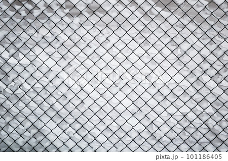 winter, iron mesh netting, all around in the snow 101186405