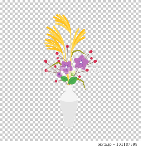 Japanese pampas grass decorations and offerings for moon viewing 101187599