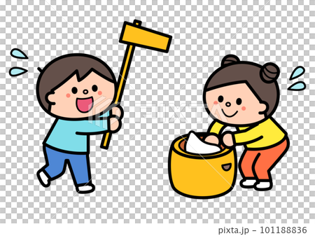 お餅つきをする子どもたち お餅つきをする子どもたち 101188836