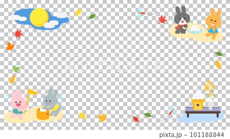 Illustration frame Rabbits watching the moon 101188844