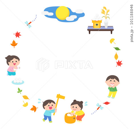 イラストフレーム　子どもたちとお月見 101188846