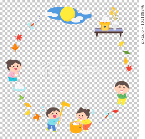 イラストフレーム　子どもたちとお月見 101188846