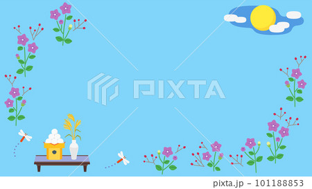 イラストフレーム　十五夜・お月見　桔梗の花 101188853