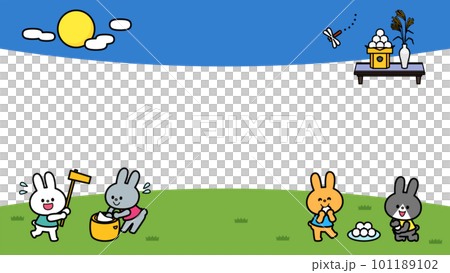 Illustration frame Rabbits watching the moon 101189102