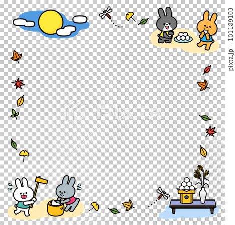 イラストフレーム　ウサギたちのお月見 101189103