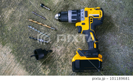 Power drill or Cordless screwdriver with battery. Power drill or Cordless screwdriver with battery. 101189681