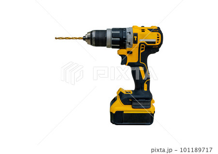 Power drill or Cordless screwdriver with battery for professional work in white background. 101189717