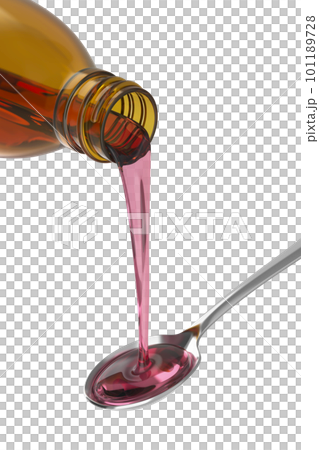 Pouring cough medicine syrup 101189728
