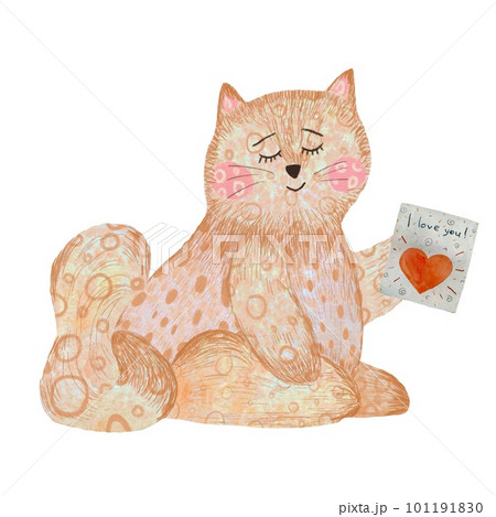 Cat toy pink card happy birthday watercolor Cat toy pink card happy birthday watercolor 101191830