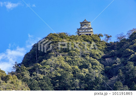 岐阜市、金華山にそびえ立つ岐阜城の模擬天守 101191865