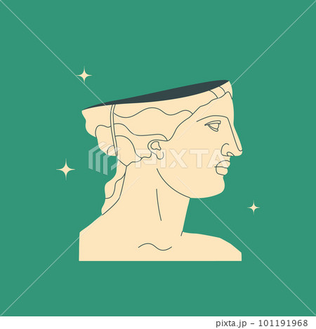 Fragment of an ancient Greek woman, goddess. Antique sculpture in a modern style. Vector isolated trend illustration. 101191968