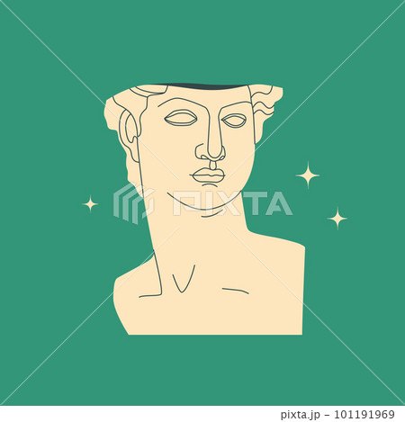 Bust ancient Greek sculpture of a man, goddess, hero. Antique sculpture in a modern style. Vector isolated trend illustration. 101191969