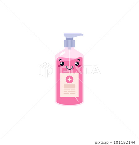 Antiseptic hand wash soap with kawaii face, flat vector illustration isolated. 101192144