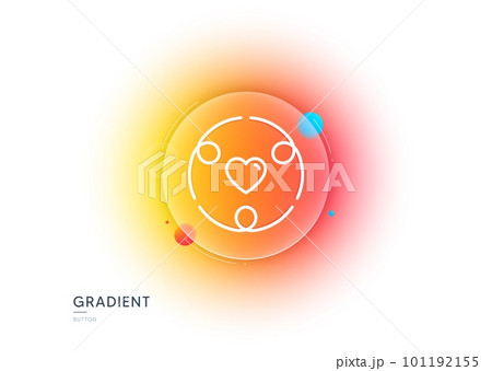 Inclusion line icon. Gradient blur button with glassmorphism. Equity culture sign. Gender diversity symbol. Transparent glass design. Inclusion line icon. Vector 101192155