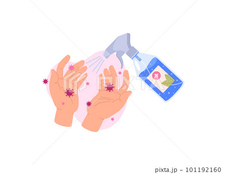 Disinfection and antibacterial treatment of hands, vector illustration isolated. 101192160