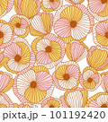 Beautiful abstract poppy flowers pattern in pink, yellow and gold, illustration 101192420