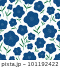 Big blue flowers on white background, seamless pattern illustration 101192422