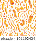 Different types of pasta, seamless pattern illustration 101192424