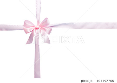 Red ribbon bow isolated on white background. empty space for design 101192700