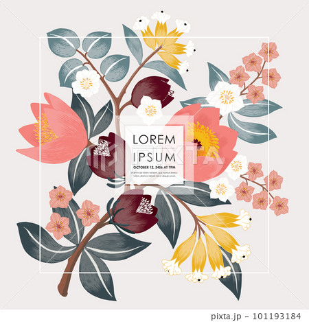 Vector illustration of a floral frame decorated with April flowers.   101193184