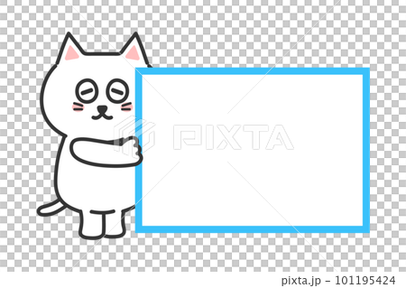 White cat holding a board illustration vector White cat holding a board illustration vector 101195424