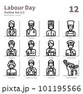 Labour Day icons set, outline, vector and illustration set 1 101195566