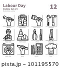 Labour Day icons set, outline, vector and illustration set 2 101195570
