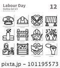 Labour Day icons set, outline, vector and illustration set 3 101195573