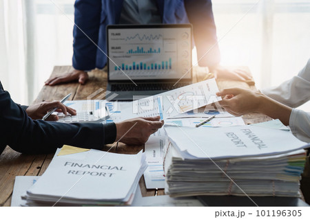 Group of Business People Meeting analysis financial plan, discussion, research with paperwork at office, accounting concept Group of Business People Meeting analysis financial plan, discussion, research with paperwork at office, accounting concept 101196305