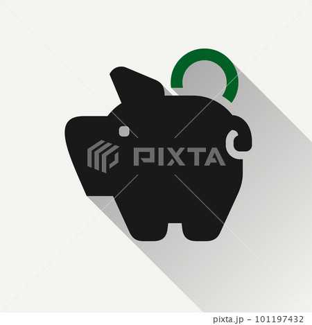 piggy bank, icon with coin symbol, made in flat syle 101197432