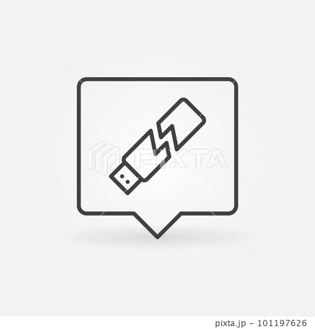 Speech Bubble with Broken USB flash stick vector outline icon 101197626
