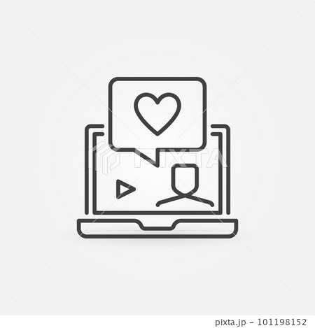 Laptop with Heart in Speech Bubble vector outline icon Laptop with Heart in Speech Bubble vector outline icon 101198152