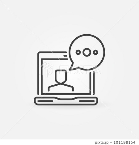 Laptop with Speech Bubble outline icon. Vector Vlog sign 101198154