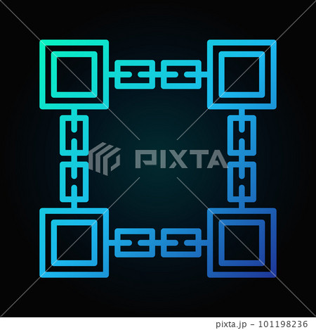 Vector blockchain technology blue line icon or...のイラスト素材 [101198236 ...