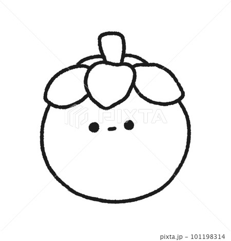 Hand-drawn Cute Line Mangosteen, Cute fruit character design in doodle style Hand-drawn Cute Line Mangosteen, Cute fruit character design in doodle style 101198314