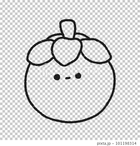 Hand-drawn Cute Line Mangosteen, Cute fruit character design in doodle style Hand-drawn Cute Line Mangosteen, Cute fruit character design in doodle style 101198314