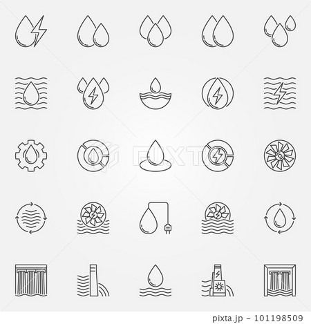 Hydropower icons set Hydropower icons set 101198509
