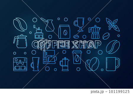 Coffee shop vector blue horizontal concept illustration Coffee shop vector blue horizontal concept illustration 101199125