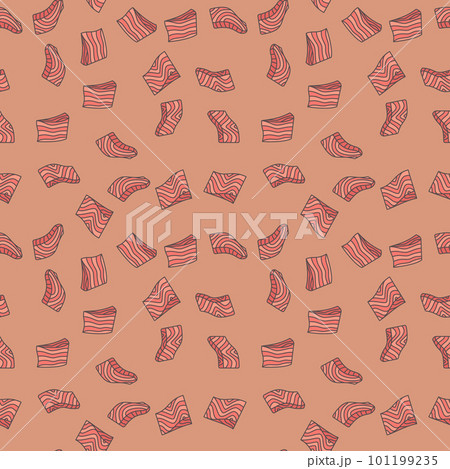 Fillet pieces of salmon red fish vector seamless pattern 101199235